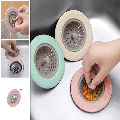 Kitchen Filter Silicone Wheat Straw Strainer Bathroom Shower Drain Sink Drains Cover Sewer Hair Filter 4 Color Optional