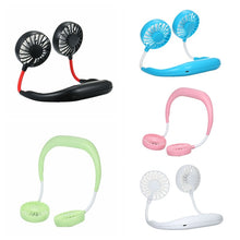 Load image into Gallery viewer, USB Rechargeable Wearable Portable Hand Free Neckband Fan  Personal Mini Neck Double Fans 3 Speed Adjustable for Ourdoor