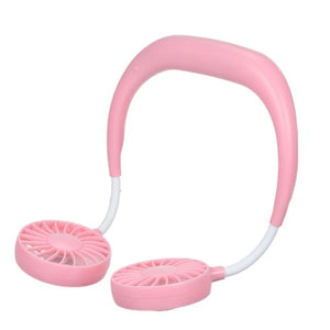 USB Rechargeable Wearable Portable Hand Free Neckband Fan  Personal Mini Neck Double Fans 3 Speed Adjustable for Ourdoor
