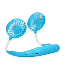 Load image into Gallery viewer, USB Rechargeable Wearable Portable Hand Free Neckband Fan  Personal Mini Neck Double Fans 3 Speed Adjustable for Ourdoor