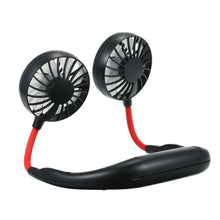 Load image into Gallery viewer, USB Rechargeable Wearable Portable Hand Free Neckband Fan  Personal Mini Neck Double Fans 3 Speed Adjustable for Ourdoor